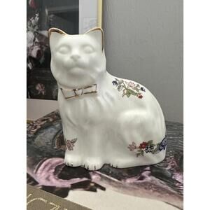Vintage Royal Tara Fine Bone Floral Design Cat Figurine Handmade In Ireland